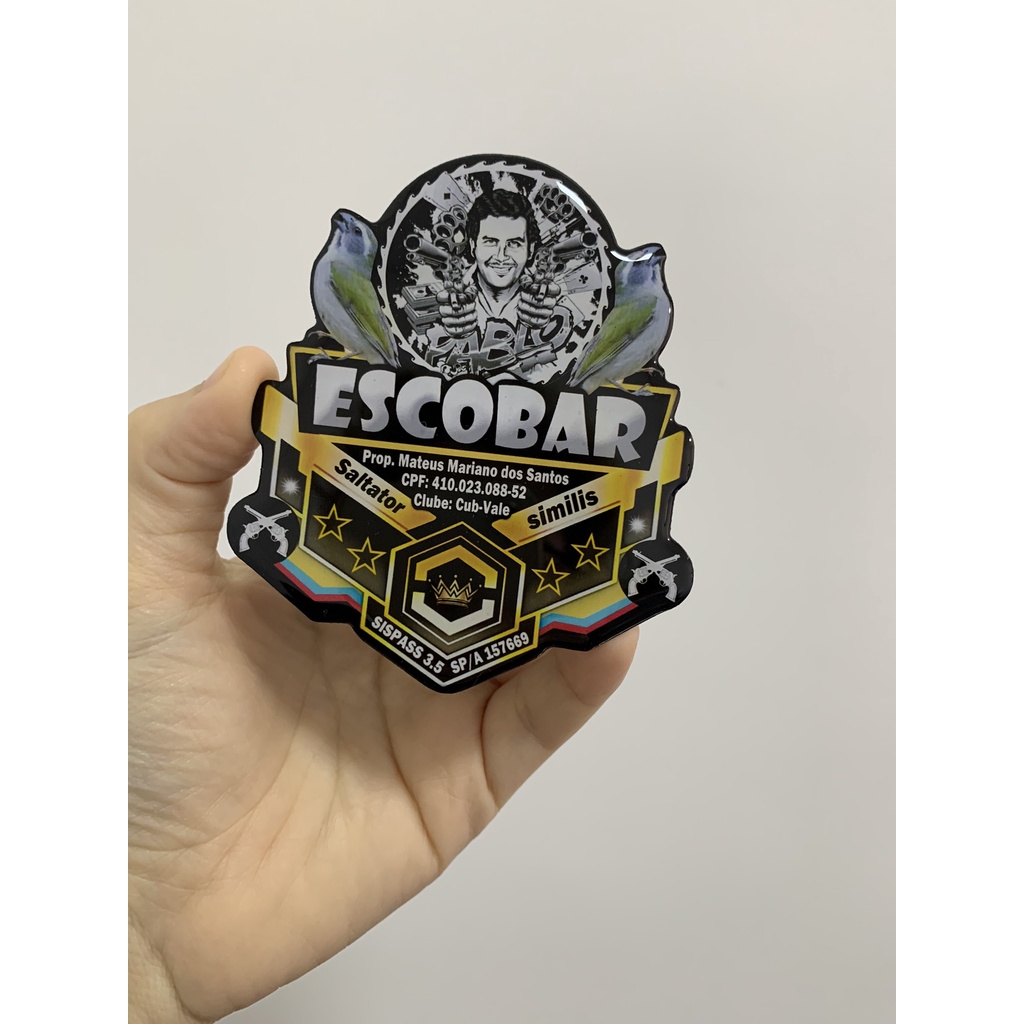 Placa de gaiola para pássaro personalizada resinada; escobar, placa para coleiro, placa de trinca ferro, placa de azulão, placa de curió, placa de tiziu, placa para galo de campina, placa para bigodinho, placa para sibite, etc