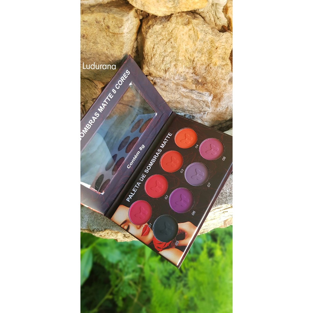 Paleta De Sombras Coloridas Mate Ludurana 8 Cores Preto Vermelho Shopee Brasil