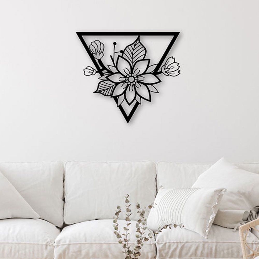 Quadro Decorativo Preto Mandala Floral Vazado - Home & Living