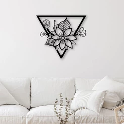 Quadro Decorativo Preto Mandala Floral Vazado