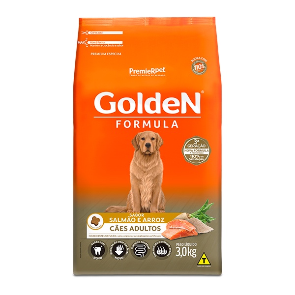 Ração Golden Formula para Cães Adultos Sabor Salmão - 3Kg em Oferta na Shopee