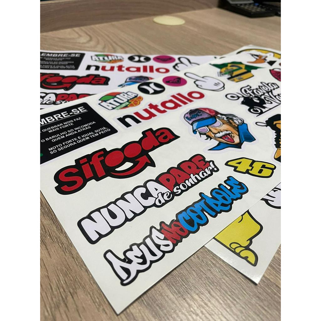 Kit Cartela 33 Adesivos Grandes para Caminhões, Moto, Biike, Carro - Alta Qualidade Promo