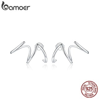 Bamoer Prata 925 Simples Linha Brincos Brincos Do Parafuso Prisioneiro Para As Mulheres Natural Hipoalergênico Hipoalergênico Pinos Para Menina Sce986