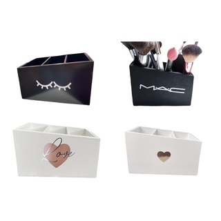 Porta Controle Remoto MDF Porta Pincel Mdf Coração Rose Cor Branco Preto Mac Love