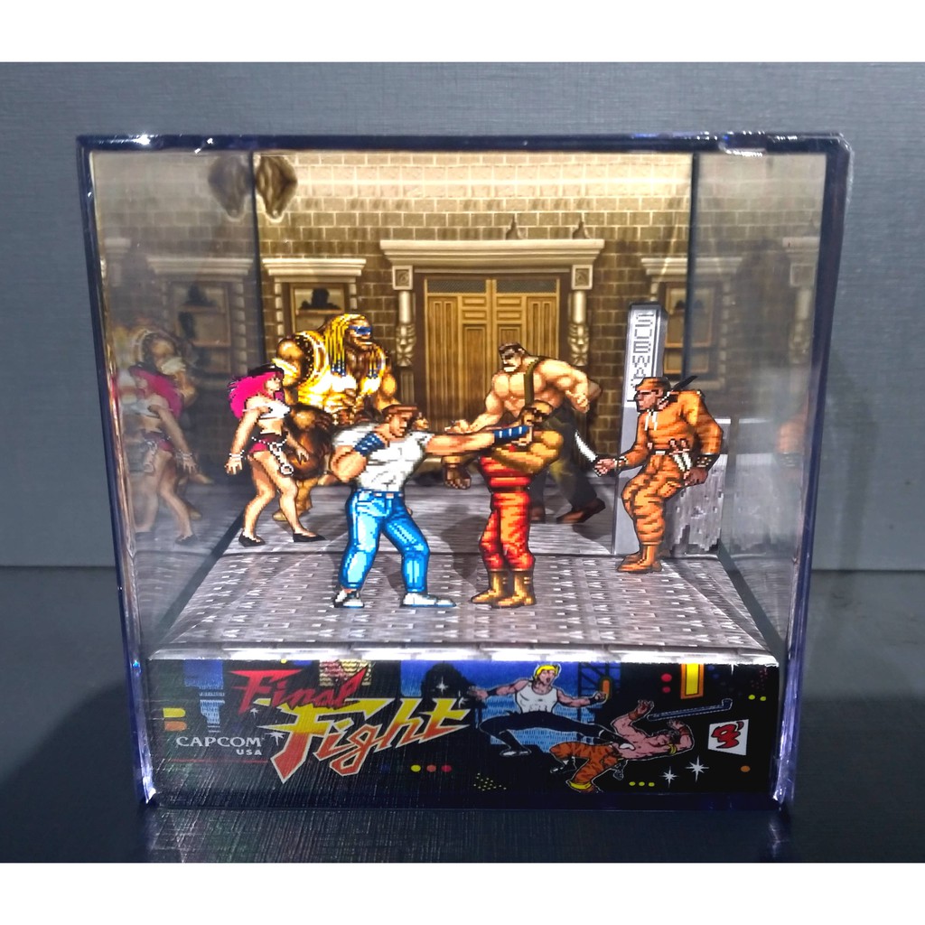 Final Fight Geekrama Capcom Arcade Fliperama Diorama Papercraft Quadro 3d Shadowbox 8560