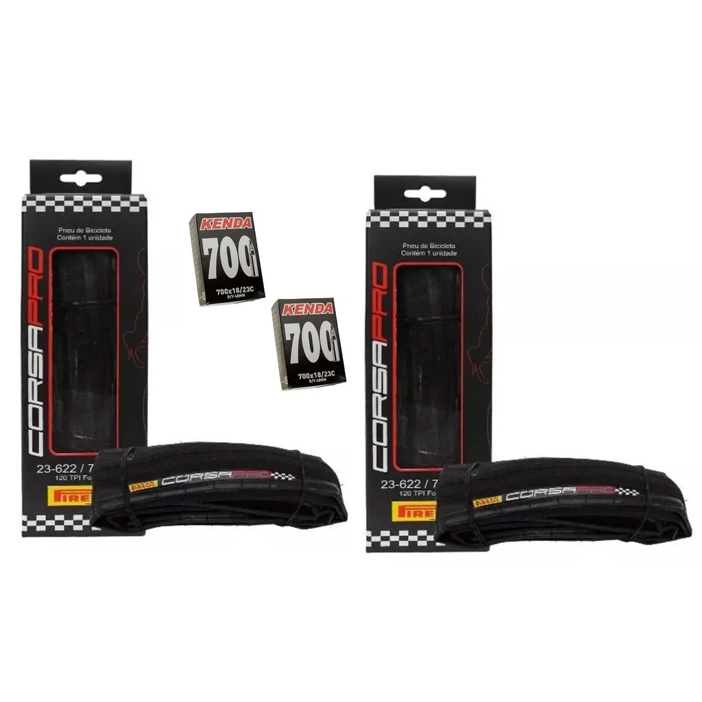 Kit Pneu bicicleta speed corsa pro kevlar 700x23 road bike + par de câmara de ar presta