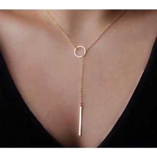 Colar Feminino Com Pingente Em Formato Y Com Barra De Ligação Dourada REF 004