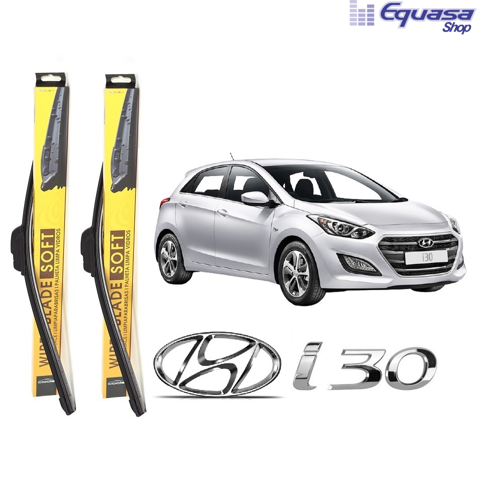 Kit Par 2 Palhetas para Limpador de Parabrisa Dianteiro para Hyundai i30 2013 2014 2015 2016