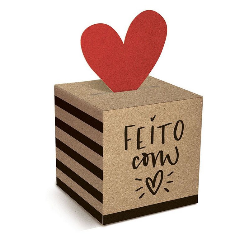 Caixa Pop Up Kraft Feito com Amor P 7x7x7cm - 10 unidades - Cromus Páscoa - Rizzo Embalagens em Oferta na Shopee