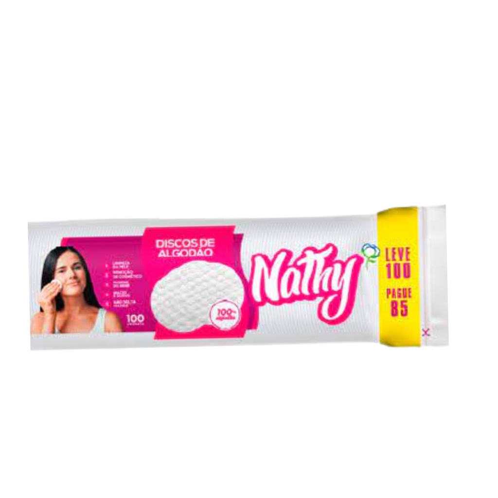 Algodão Disco Nathy Limpeza, Maquiagem, Pele, Estética 100 Un