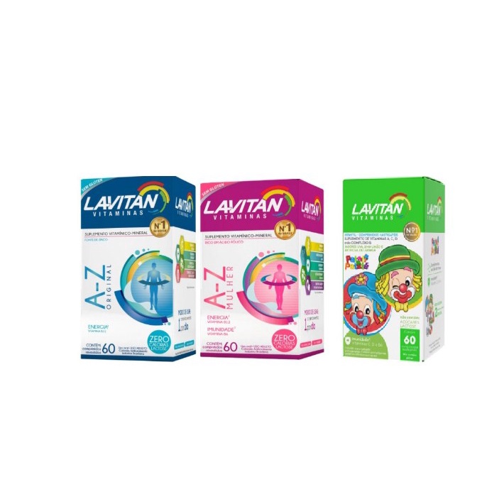 kit lavitan 1 mulher  + 1 az + 1 lavitan kids patati mix de frutas