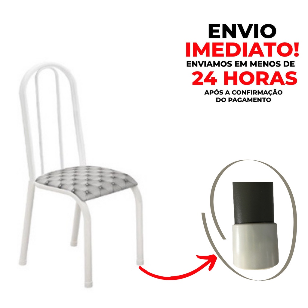 Kit 4 Ponteiras Externas para Pé de Cadeira 31 mm PVC Branco Modelo 1 1/4 pol.