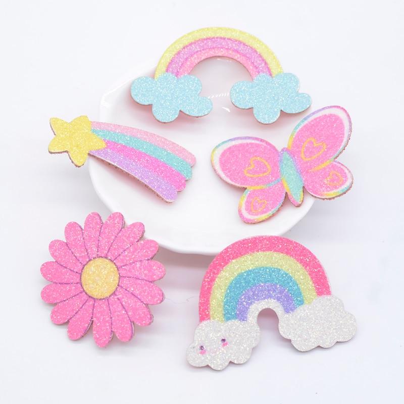 10 Pcs Glitter Patches Meteoro Flor Rainbow Borboleta Scrapbooking Costura Em Acessórios De Decoração em Oferta na Shopee