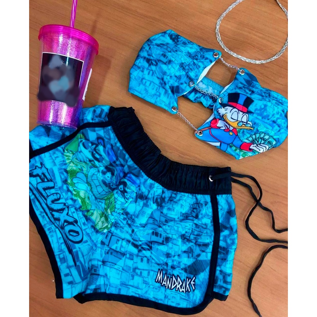 Conjunto mandrake feminino short e cropped com bojo | Shopee Brasil