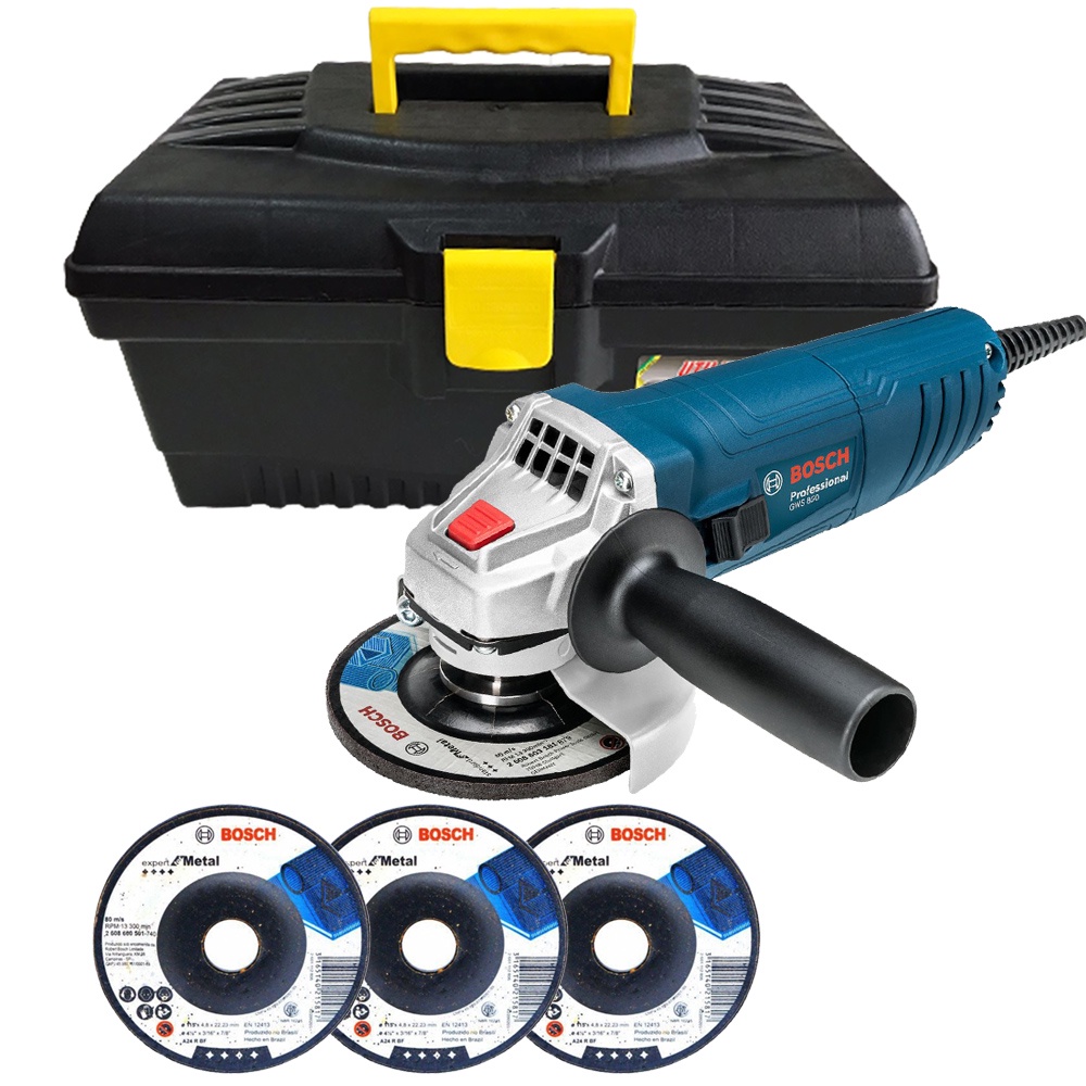 Esmerilhadeira GWS 850 Bosch 850W + Maleta Utility 17" e 3 Discos em Oferta na Shopee