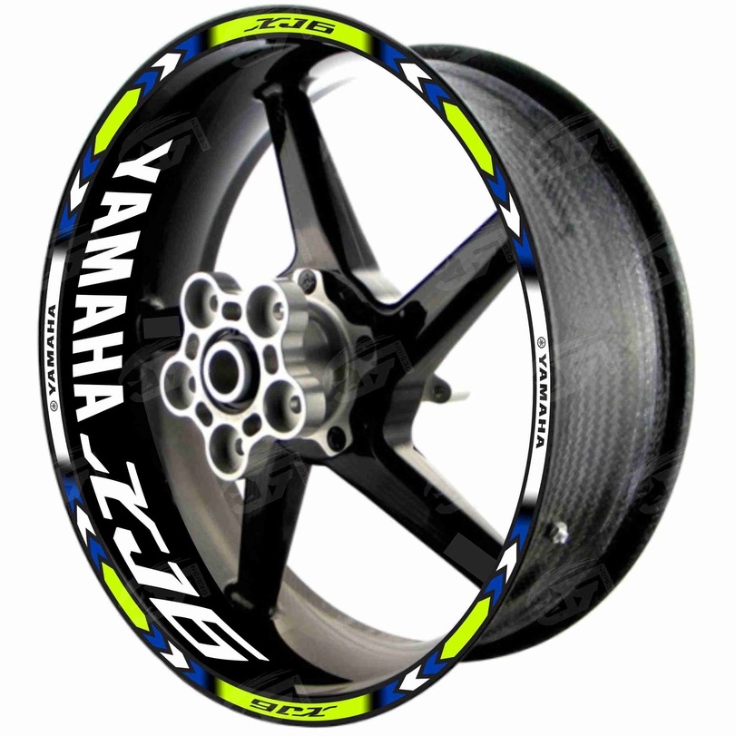 Adesivo Friso Refletivo Roda Moto Yamaha XJ6 XJ 6N XJ 6F XJ6N XJ6F + Adesivos Internos M01 azul verde