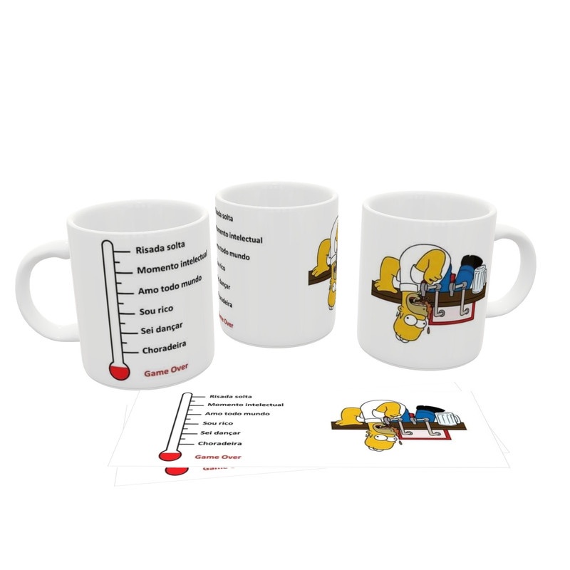 Caneca Porcelana Homer Simpsons Game Over Personalizada