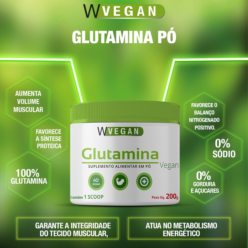 Glutamina 200g Sem sabor WVegan