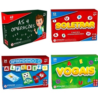Kit 4 Jogos Alfabetização E Operação Ensinar Ler - Escrever e Calcular