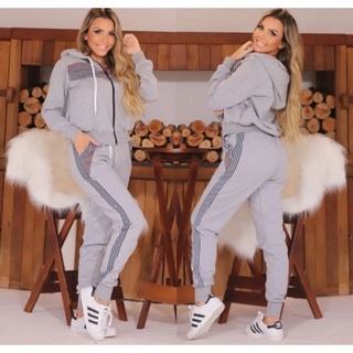Conjunto Moletom Calça blusa manga longa com capuz e zíper