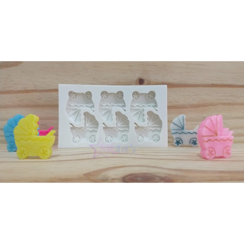 Molde De Silicone Carrinhos De Bebe Para Biscut, Sabonetes