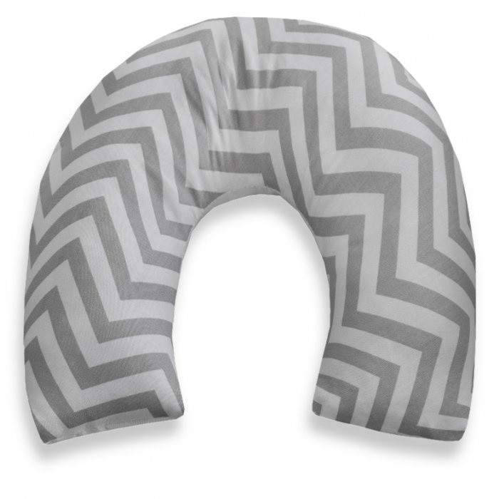 Almofada Protetor De Pescoço Chevron Cinza Com Branco Viagem 25 cm x 26 cm Tecido 100% Algodão