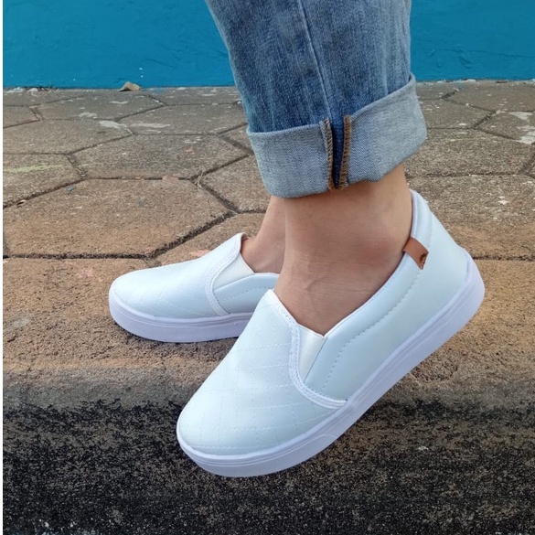 Tênis Sapatênis Sapatilha Feminino Casual Slip On Com Zíper