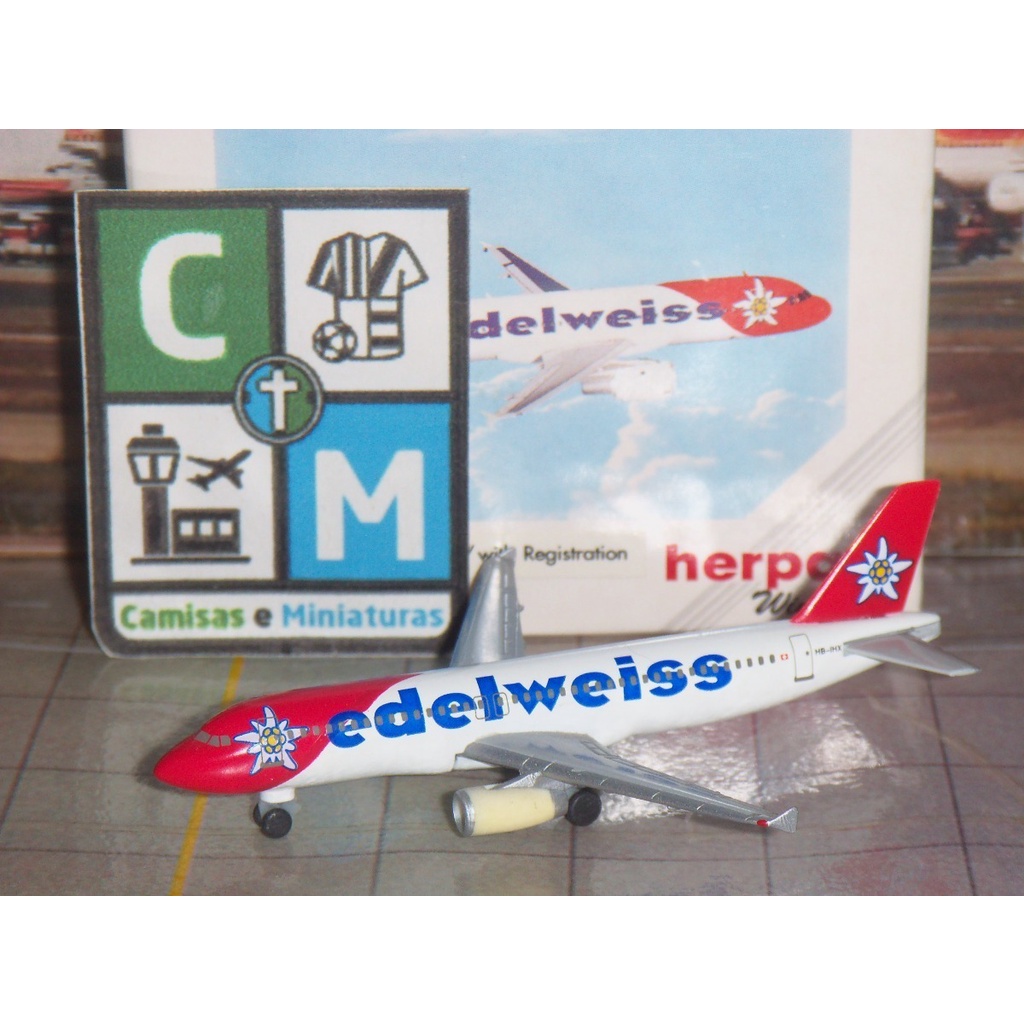 herpa Airbus A320 エデルワイス 1/500 Avião Airbus A320 Edelweiss Air Escala 1:500 Miniatura Herpa Wings