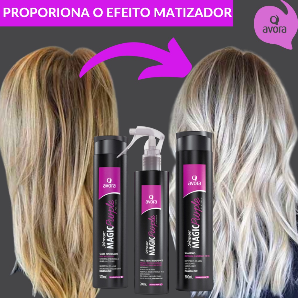 MATIZADOR Magic Purple Avora para cabelos loiros, descoloridos, brancos ou grisalhos