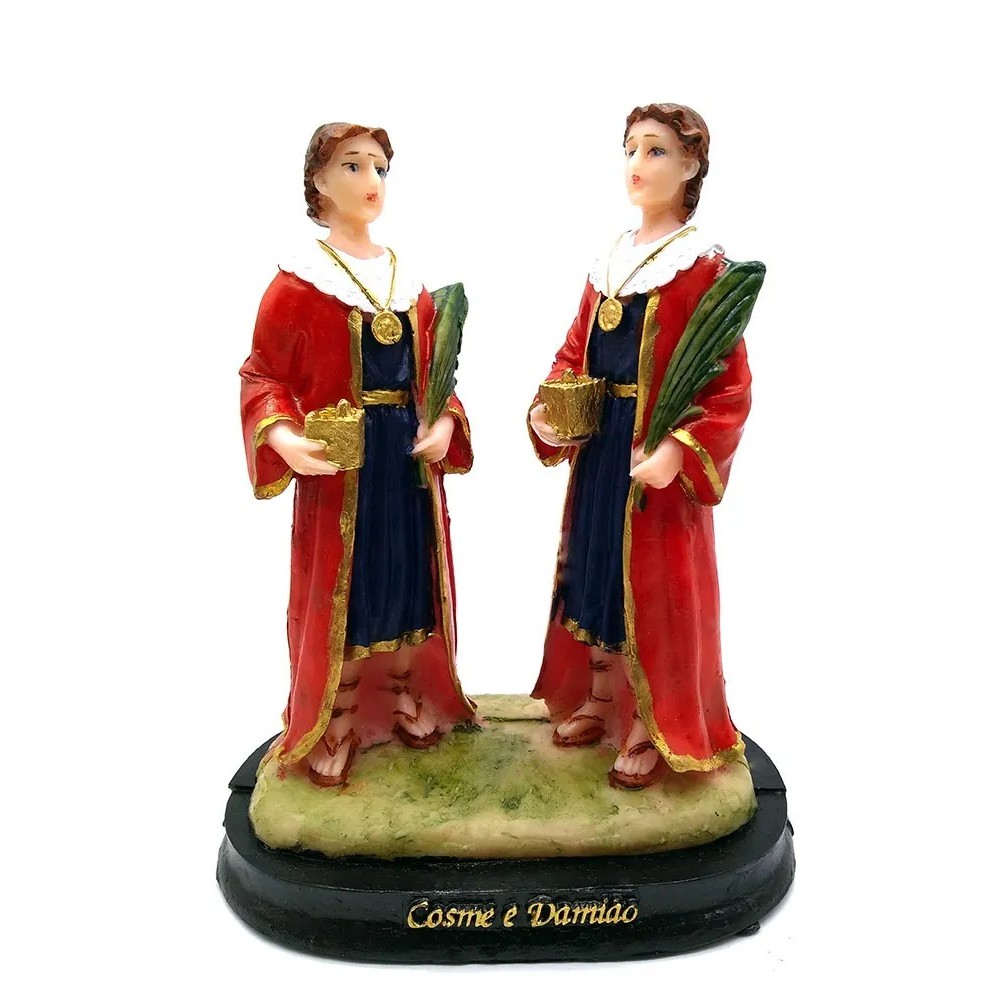 Imagem São Cosme E Damião Escultura Resina Estatua 15 Cm Escultura Com Fino Acabamento Pintura a Mão