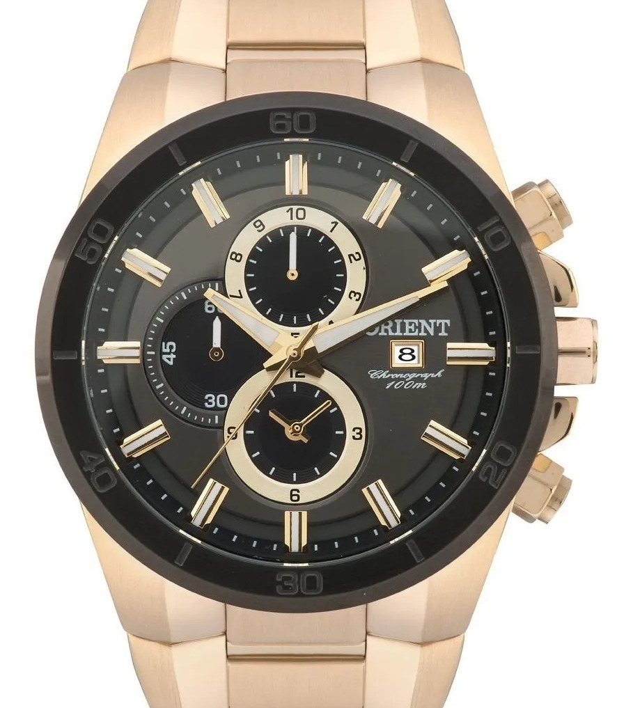 Relógio Orient Masculino Dourado Cronografo Mgssc004 G1Kx