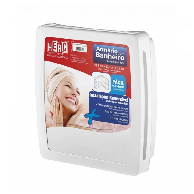 Armário Para Banheiro Com Espelho Herc - Branco - Home & Living