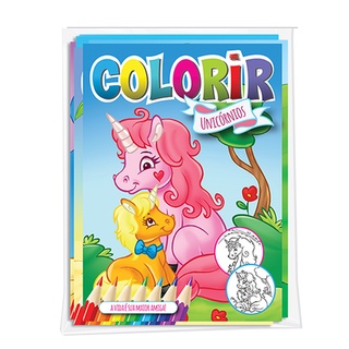 Solapa Média Colorir (Pct com 08 temas diferentes) - Unicórnios