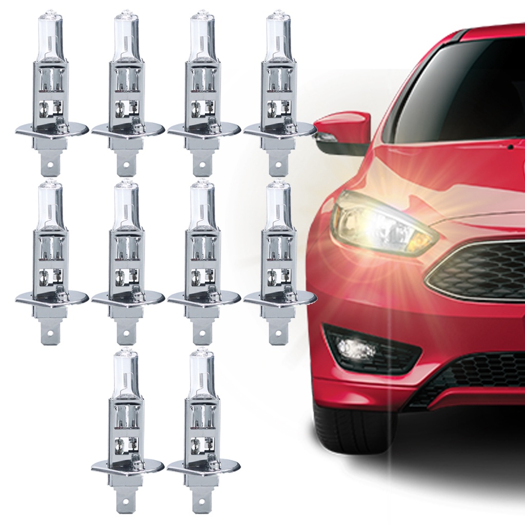 Kit com 10 Lâmpadas Automotiva Halógena H1 12V 55W p/ Farol de Carro