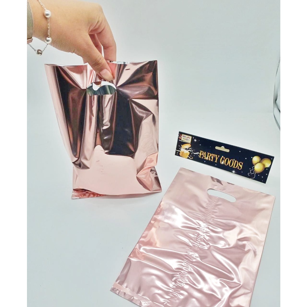 Sacola de Presente Lembrancinha Rose Gold Metalizada c/ 10 Unid .