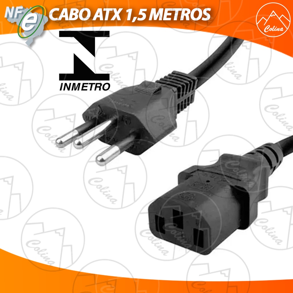 Cabo de Força 3 Pinos ATX 1,5 Metros Pc Video Game Fonte