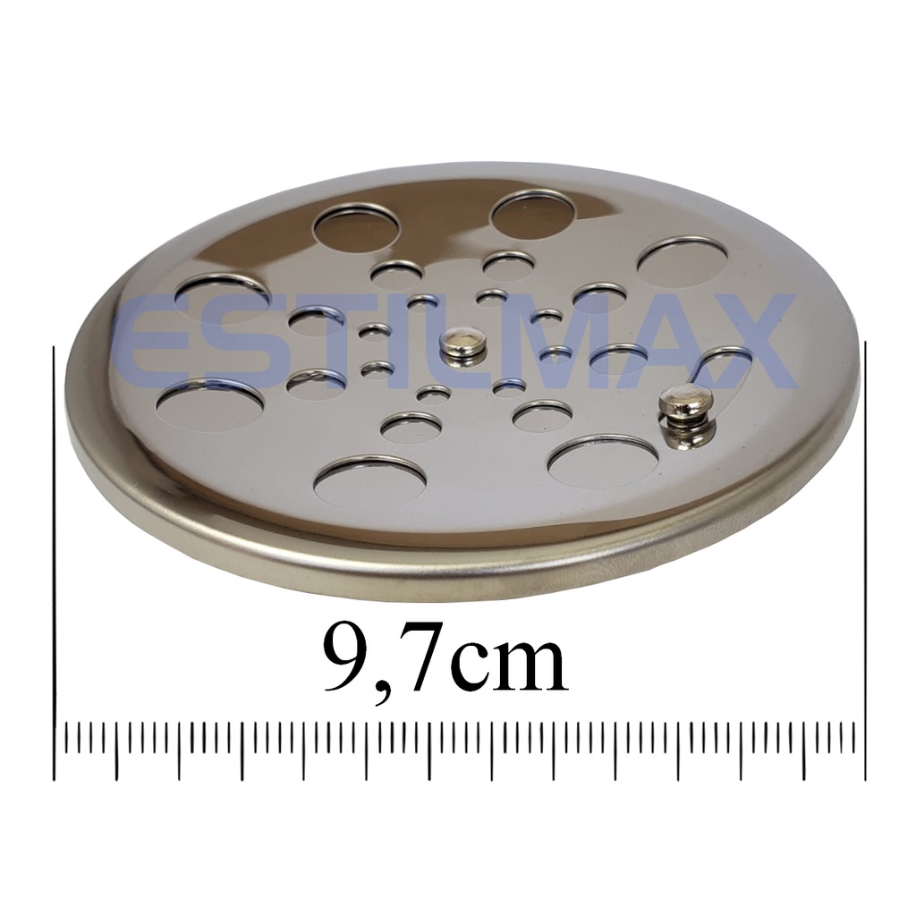 Ralo de inox redondo 10cm com abre e fecha. — imagem 2 de 2