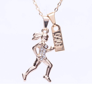 Colar Pingente Corredora Strass Com Placa Foco Folheado Ouro