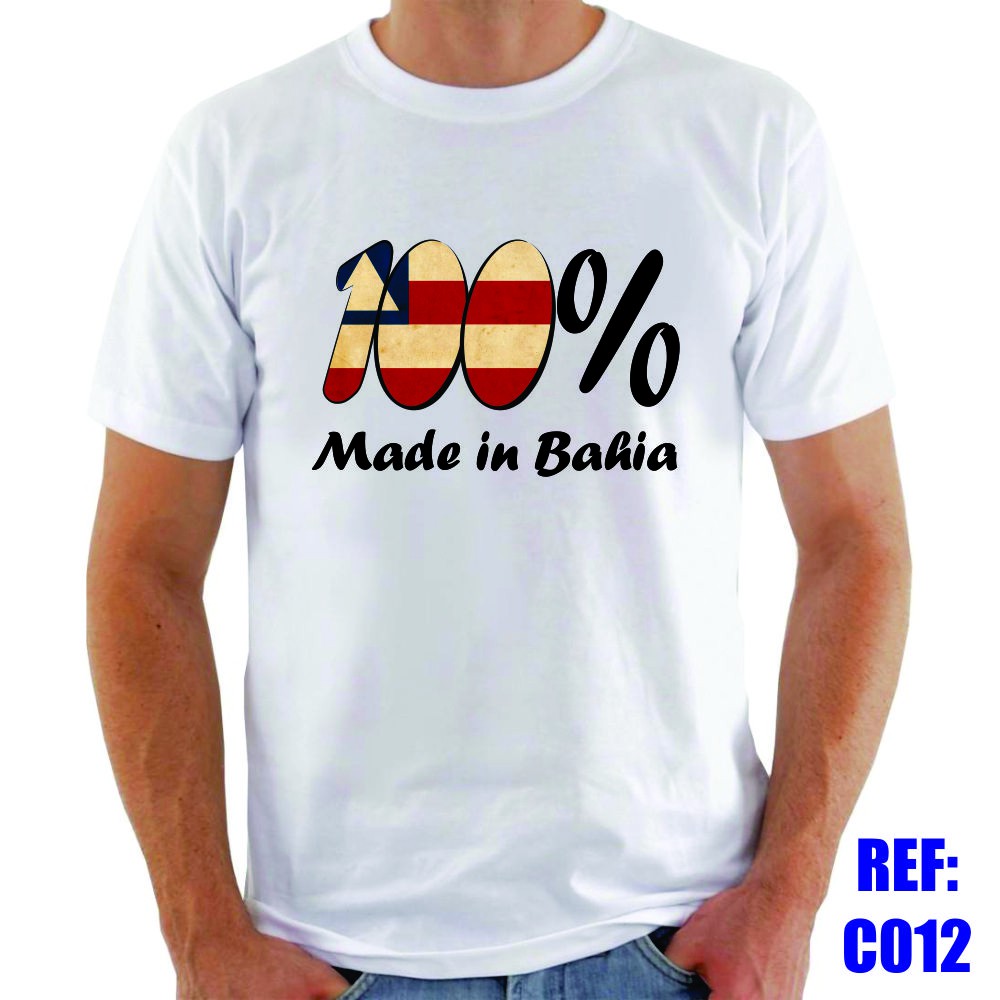 Camiseta 100% Made In Bahia Bandeira Brasil