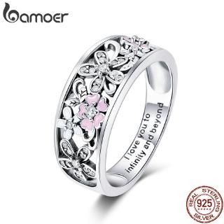 Anel Bamoer 925 Prata Margarida Flor Infinito Anéis De Pavimento De Amor Para Mulheres Jóias De Casamento