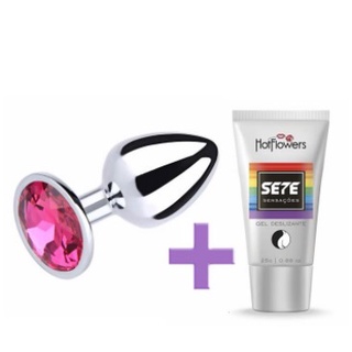 KIT Plug Anal Iniciante P + Gel 7 Sete Sensações Lubrificante Anal - SEX SHOP