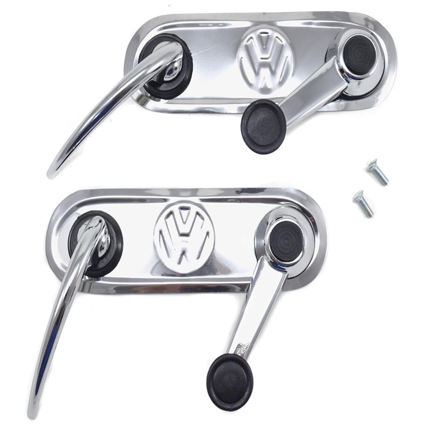 Kit Manivelas Vidros Maçanetas Portas Cromadas Espelhos Inox Reto com Logo Fusca 1970 A 1977 em Oferta na Shopee