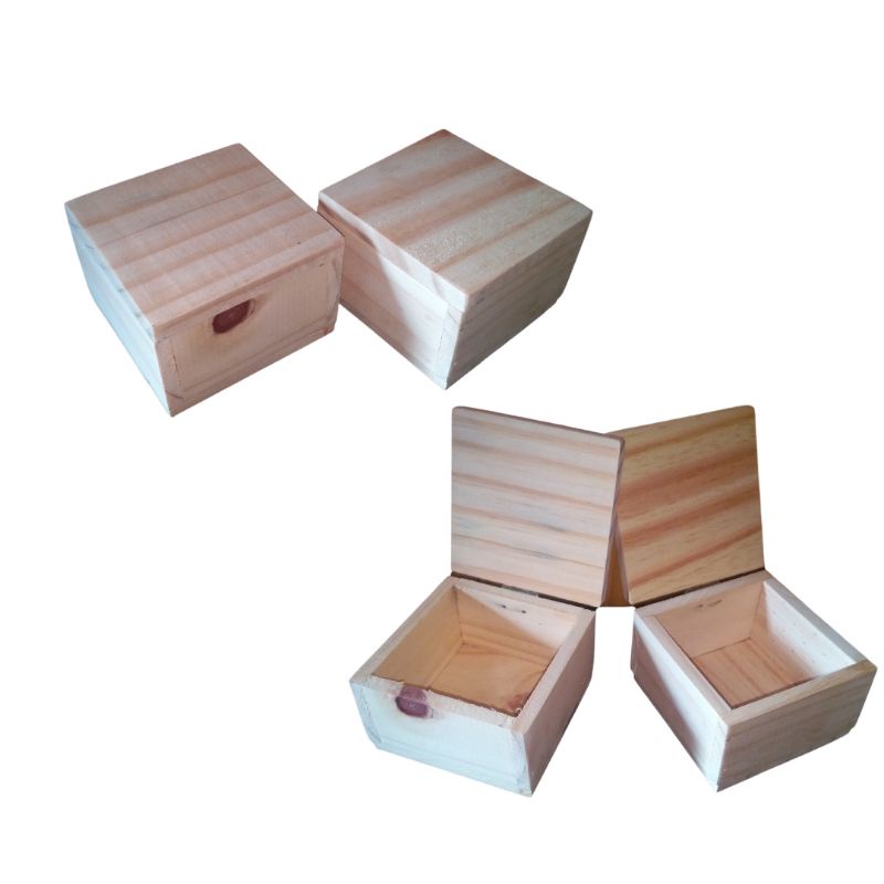 Caixinha de madeira pinus com tampa 10cm X 10cm X 5cm