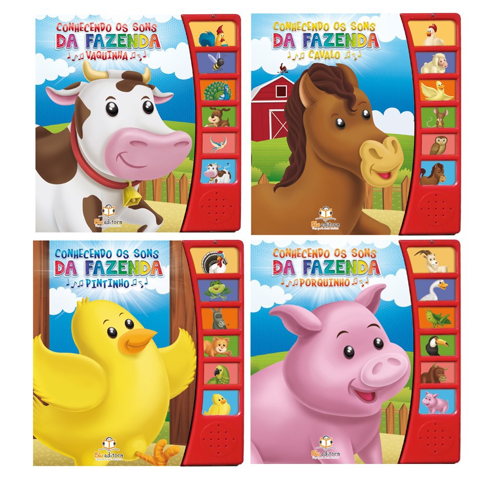 Kit 4 Livros Sonoros Conhecendo Os Sons Da Fazenda