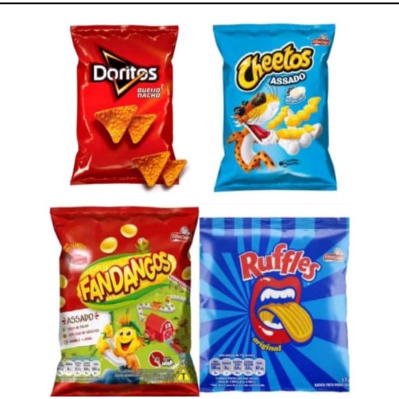 kit com 20 salgadinho sortidos batata, fandangos, Doritos, cheetos onda 22g