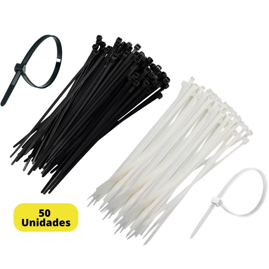 50 Abraçadeiras Nylon Cinta Plástica Enforca Gato Branca/Preta Vários Tamanhos em Oferta na Shopee