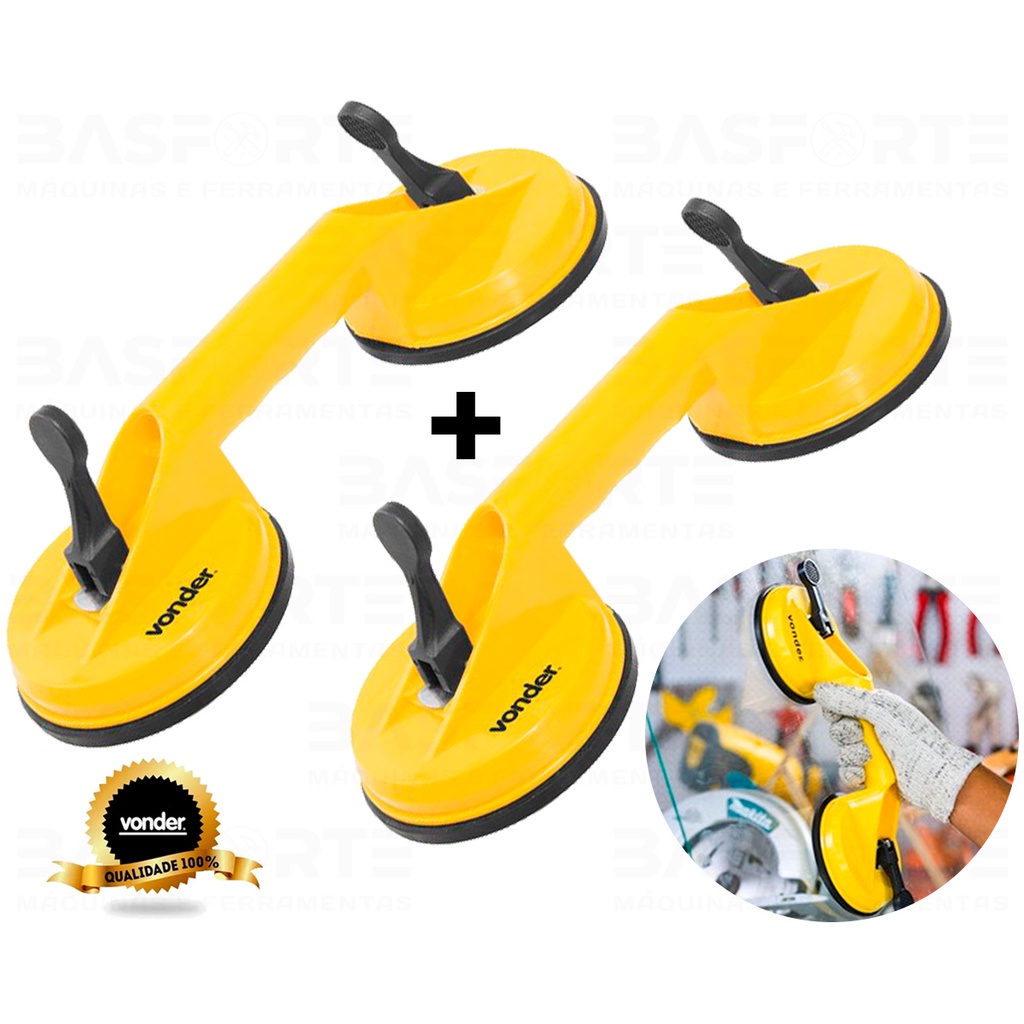 Ventosa Dupla P/ Vidros, Mármores, Espelhos Até 50kg (2 Uni)