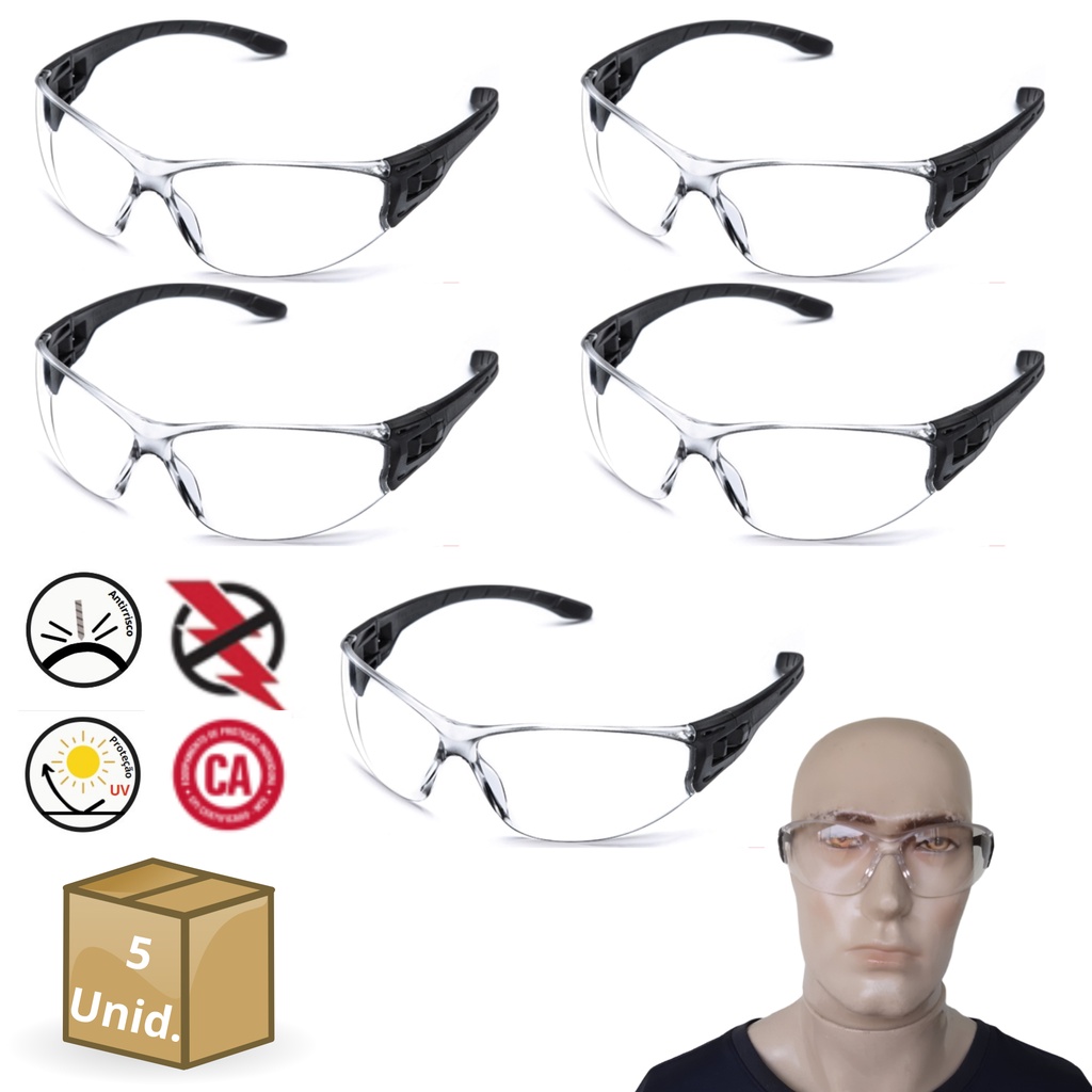 Oculos Proteçao Epi Ca 40905 Segurança Dielétrico UV Anti Risco Impacto Obra Eletricista Eletrônica Pedreiro Trabalho