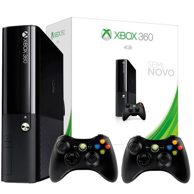 Xbox 360 Desbloqueado + 2 Controles + Kinect + 26 Jogos - Escorrega o Preço