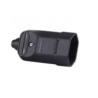Pino Plug Femea 2P 180º de 10A Com Prensa Cabos Preto MarGirius